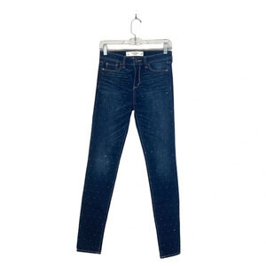 Abercrombie & Fitch Dark Wash Allover Rhinestone Mid-rise Skinny Jeans 25 Women